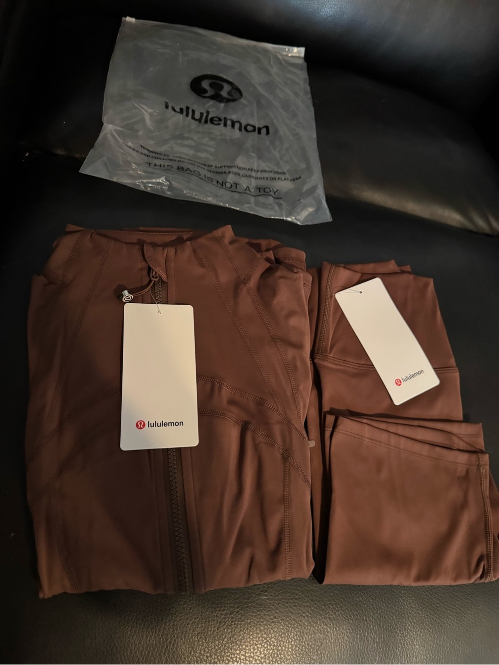 lululemon athletica Brown Zip Jacket & High-Rise Leggings Set